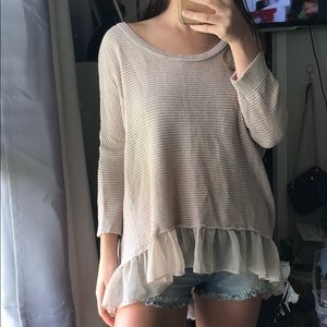 Knitted sweater-no flaws, between a tan / beige, great w/jeans, legging or pants